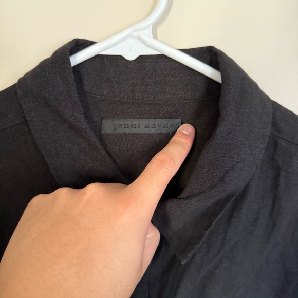 jenni kayne Black Linen Front Pocket Boxy Relaxed Fit Logan Blouse Size Large - Picture 3 of 13